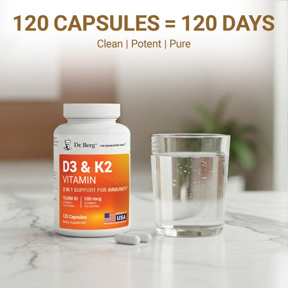 Dr. Berg Maximum Strength 2-in-1 Vitamin D3 K2 10,000 IU | Naturally Derived D3 | 4X Lab-Tested & Verified | High Absorption Formula - PrimeBioHealth - canada supplements