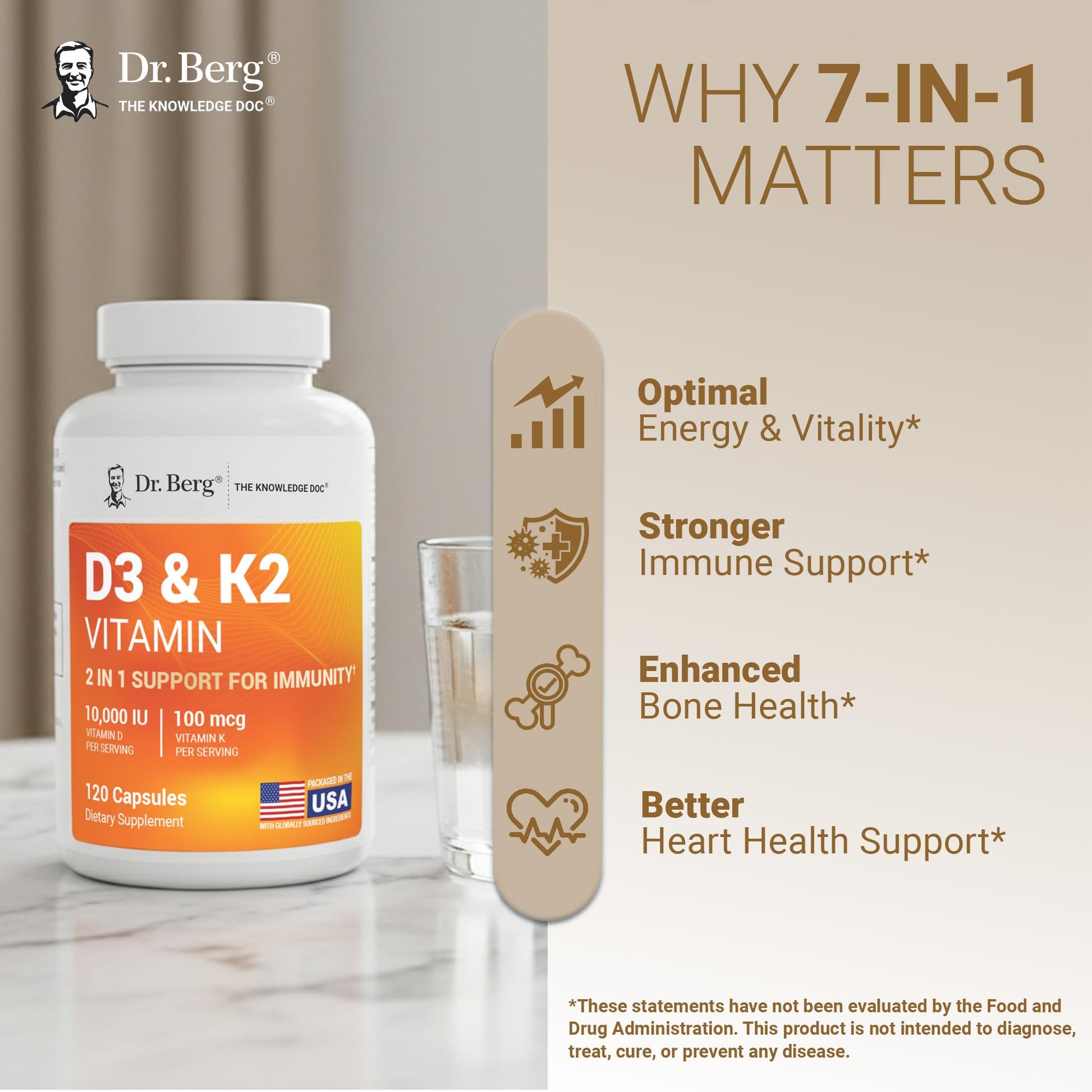 Dr. Berg Maximum Strength 2-in-1 Vitamin D3 K2 10,000 IU | Naturally Derived D3 | 4X Lab-Tested & Verified | High Absorption Formula - PrimeBioHealth - canada supplements
