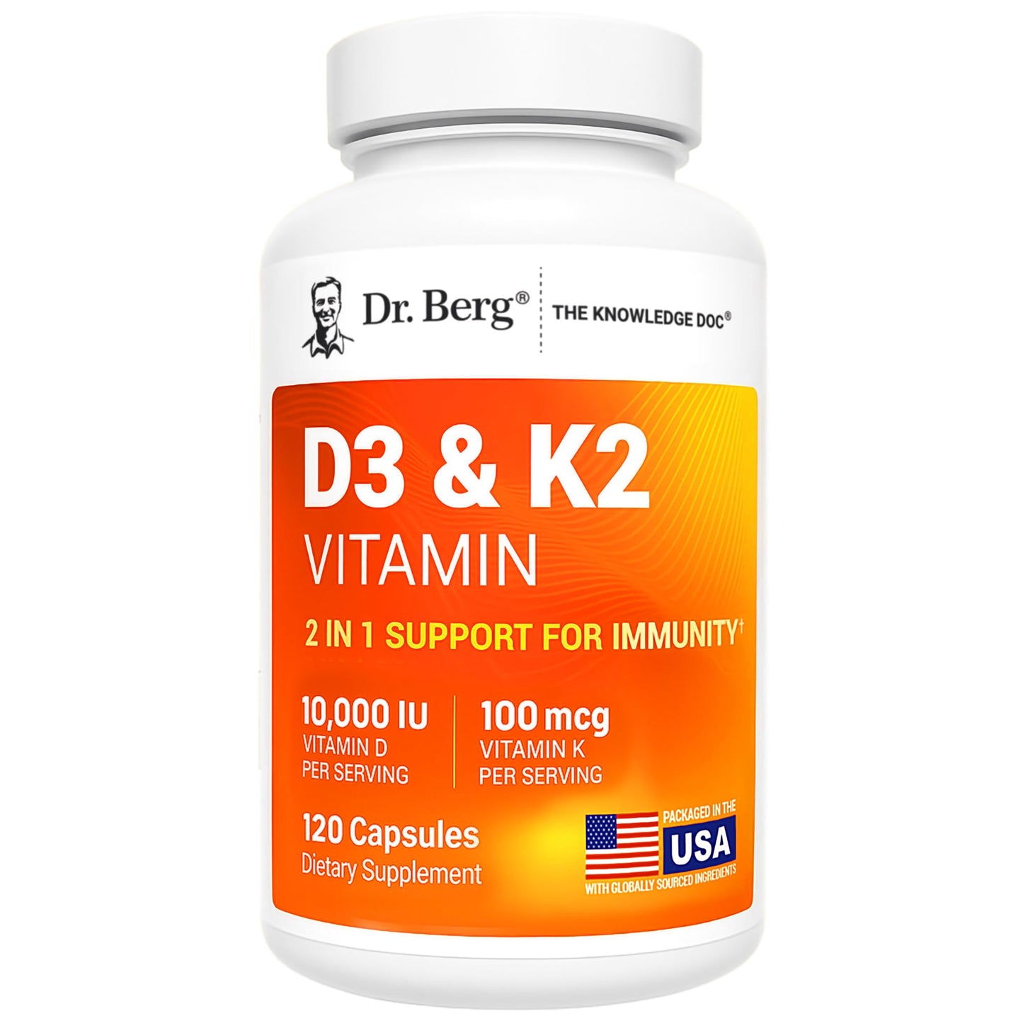 Dr. Berg Maximum Strength 2-in-1 Vitamin D3 K2 10,000 IU | Naturally Derived D3 | 4X Lab-Tested & Verified | High Absorption Formula - PrimeBioHealth - canada supplements