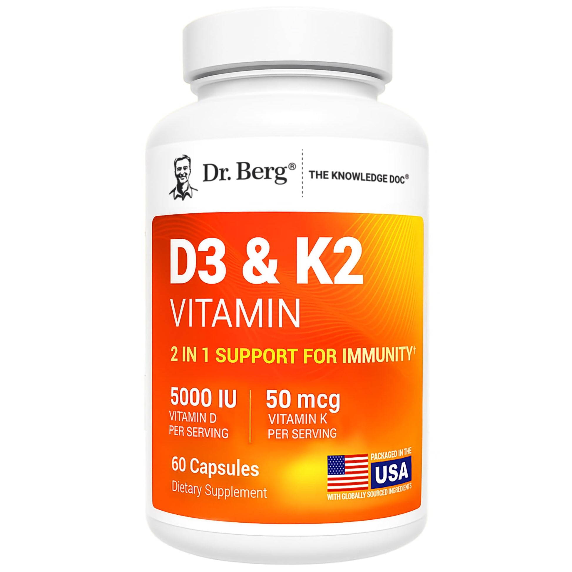 Dr. Berg Maximum Strength 2-in-1 Vitamin D3 K2 5,000 IU | Naturally Derived D3 | 4X Lab-Tested & Verified | High Absorption Formula - PrimeBioHealth - canada supplements