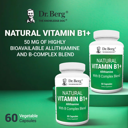 Dr. Berg Natural Vitamin B1 B6 B12 Complex - Allithiamine Vitamin B1 Supplement with 8 Essential Vitamin B Complex for Men & Women Including Thiamin - PrimeBioHealth - canada supplements