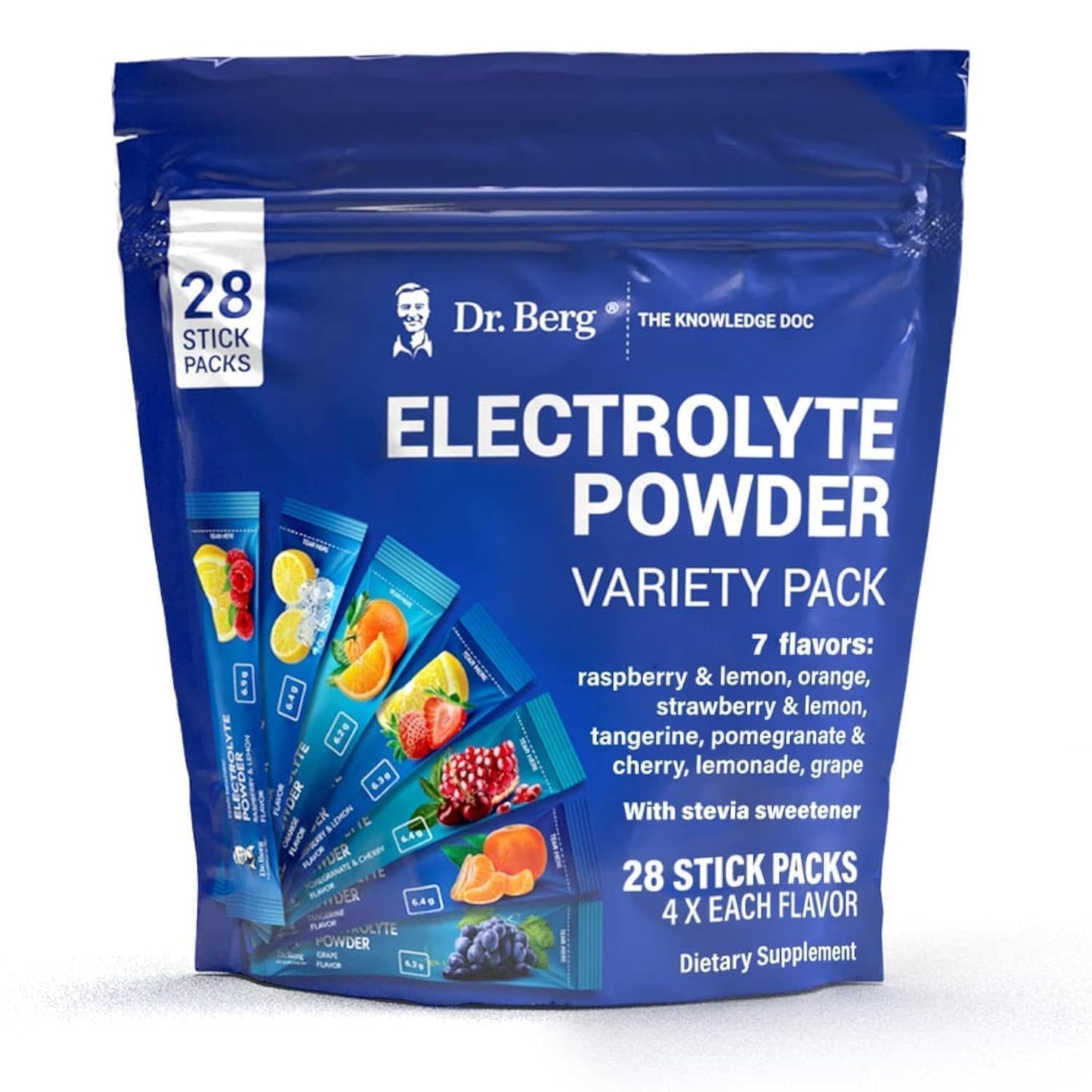 Dr. Berg Sugar Free Electrolyte Powder Packets (Variety Pack) - Daily Electrolyte Drink Mix - 28 Total Hydration Pouches Sugar Free - PrimeBioHealth - canada supplements