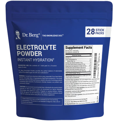 Dr. Berg Sugar Free Electrolyte Powder Packets (Variety Pack) - Daily Electrolyte Drink Mix - 28 Total Hydration Pouches Sugar Free - PrimeBioHealth - canada supplements