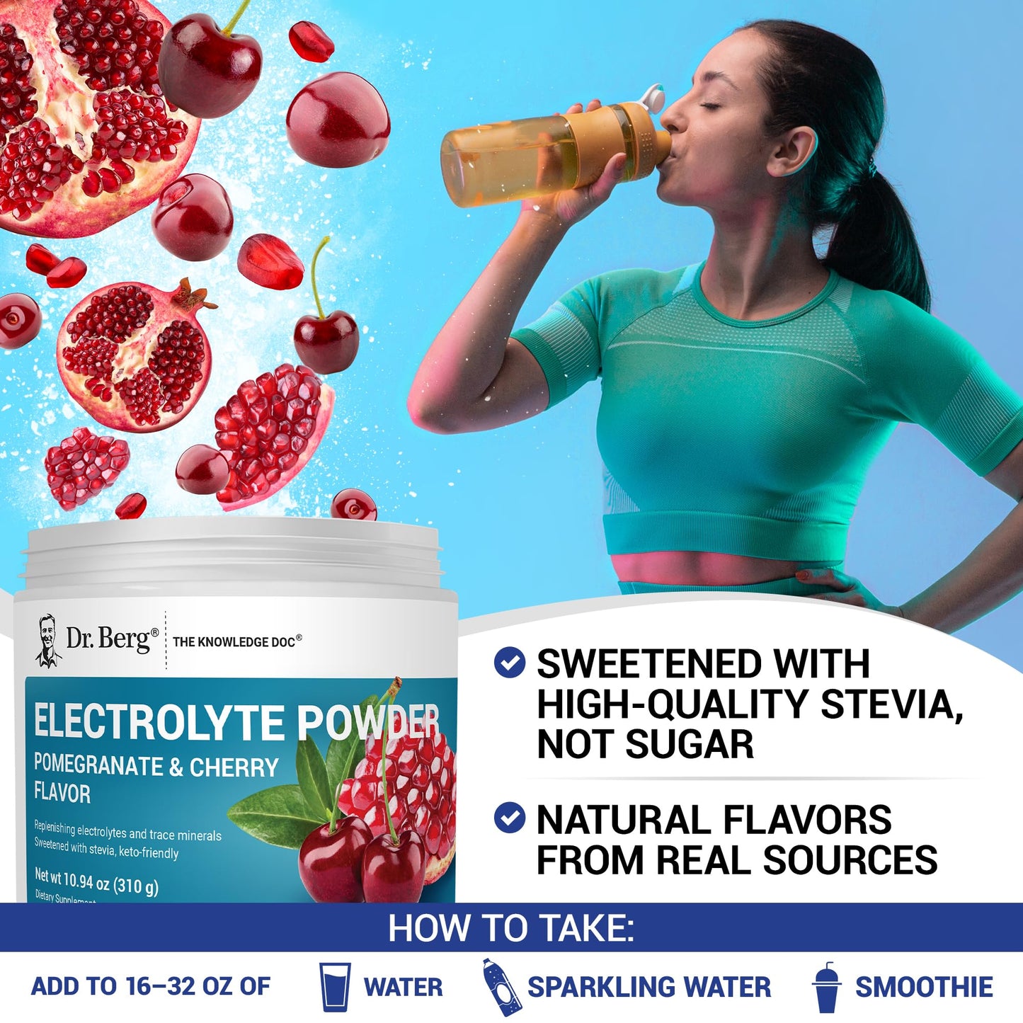 Dr. Berg Zero Sugar Hydration Keto Electrolyte Powder - Enhanced w/ 1000 mg of Potassium & Real Pink Himalayan Salt (NOT Table Salt) - PrimeBioHealth - canada supplements