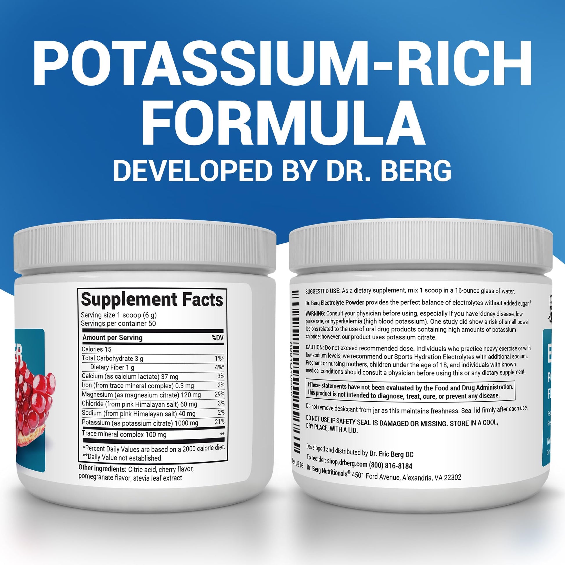 Dr. Berg Zero Sugar Hydration Keto Electrolyte Powder - Enhanced w/ 1000 mg of Potassium & Real Pink Himalayan Salt (NOT Table Salt) - PrimeBioHealth - canada supplements