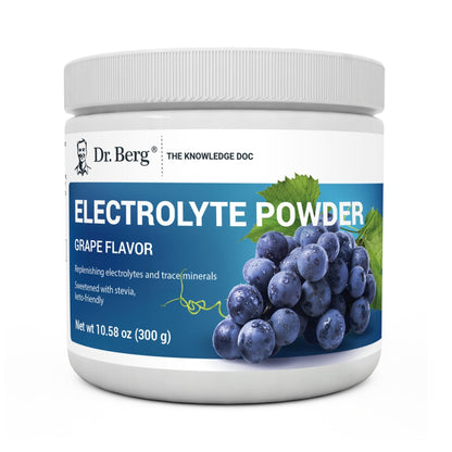 Dr. Berg Zero Sugar Hydration Keto Electrolyte Powder - Enhanced w/ 1000 mg of Potassium & Real Pink Himalayan Salt (NOT Table Salt) - Grape Flavor Hydration Drink Mix Supplement - 50 Servings - PrimeBioHealth - canada supplements