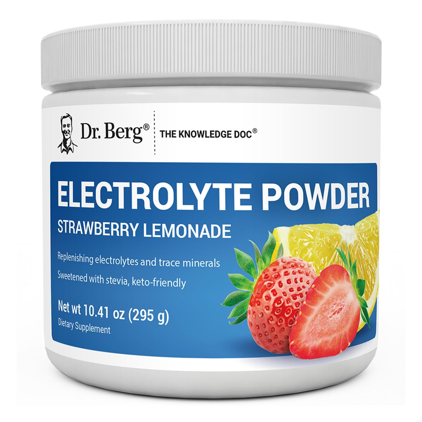 Dr. Berg Zero Sugar Hydration Keto Electrolyte Powder - Enhanced w/ 1000 mg of Potassium & Real Pink Himalayan Salt (NOT Table Salt) - Strawberry Lemonade Hydration Drink Supplement - 50 Servings - PrimeBioHealth - canada supplements