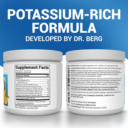 Dr. Berg Zero Sugar Hydration Keto Electrolyte Powder - Enhanced w/ 1000 mg of Potassium & Real Pink Himalayan Salt (NOT Table Salt) - Tropical Coconut - PrimeBioHealth - canada supplements