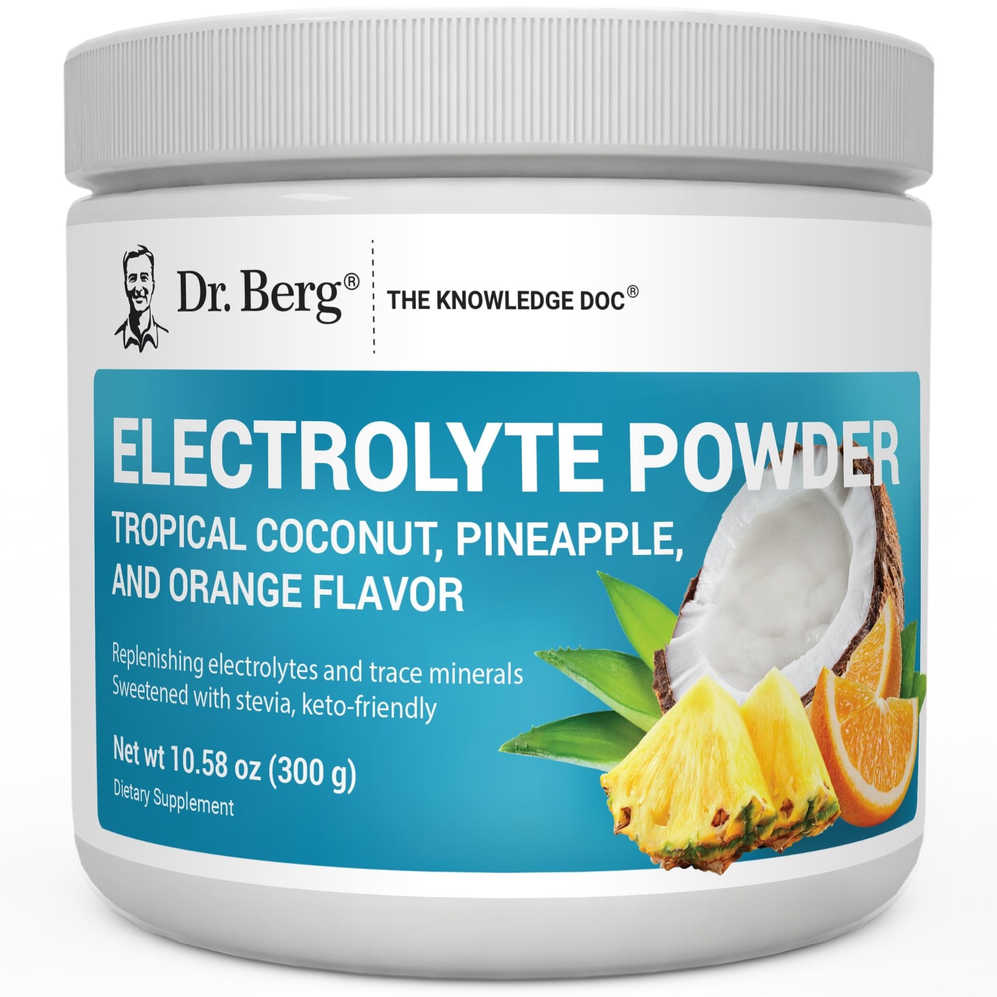 Dr. Berg Zero Sugar Hydration Keto Electrolyte Powder - Enhanced w/ 1000 mg of Potassium & Real Pink Himalayan Salt (NOT Table Salt) - Tropical Coconut - PrimeBioHealth - canada supplements