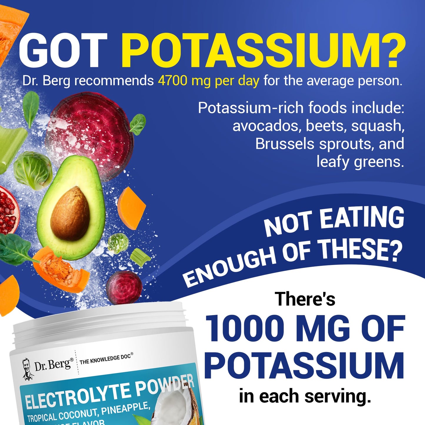 Dr. Berg Zero Sugar Hydration Keto Electrolyte Powder - Enhanced w/ 1000 mg of Potassium & Real Pink Himalayan Salt (NOT Table Salt) - Tropical Coconut - PrimeBioHealth - canada supplements
