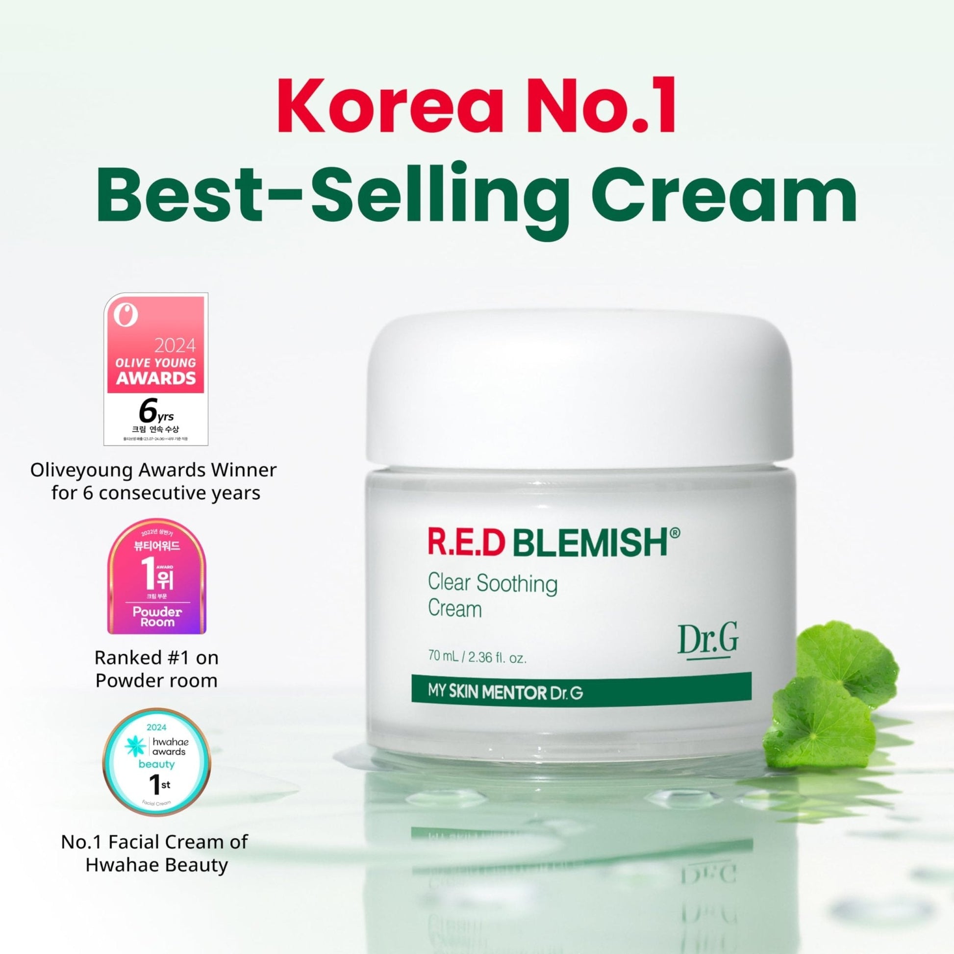 Dr. G R.E.D. Blemish Clear Soothing Cream - Calming Korean Moisturizer for Redness - Soothes Acne & Irritation - PrimeBioHealth - canada supplements