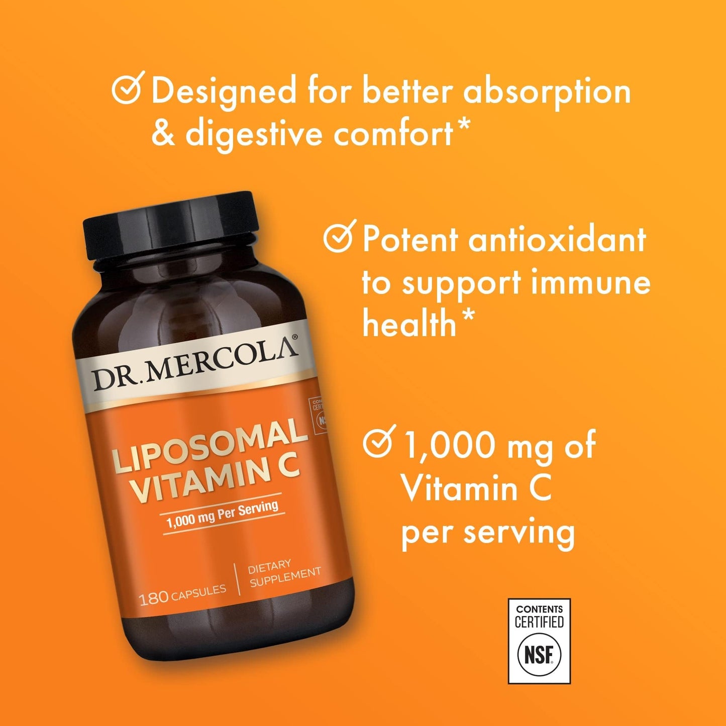 Dr. Mercola Liposomal Vitamin C - Brain, Heart, Eye & Immune Support - Provides 1,000 mg of Bioavailable Vitamin C - Non-GMO, Gluten-Free & Soy-Free - PrimeBioHealth - canada supplements
