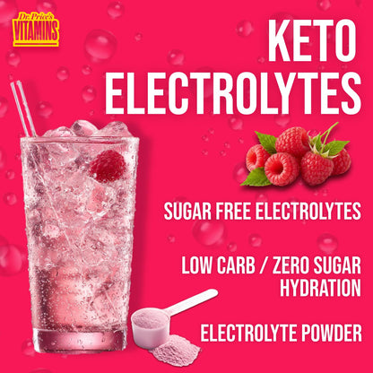 Dr. Price’s Electrolytes Powder Bulk – Raspberry, 90 Servings | Sugar Free Hydration Drink Mix with 72+ Trace Minerals, Manganese | Keto Electrolytes - PrimeBioHealth - canada supplements