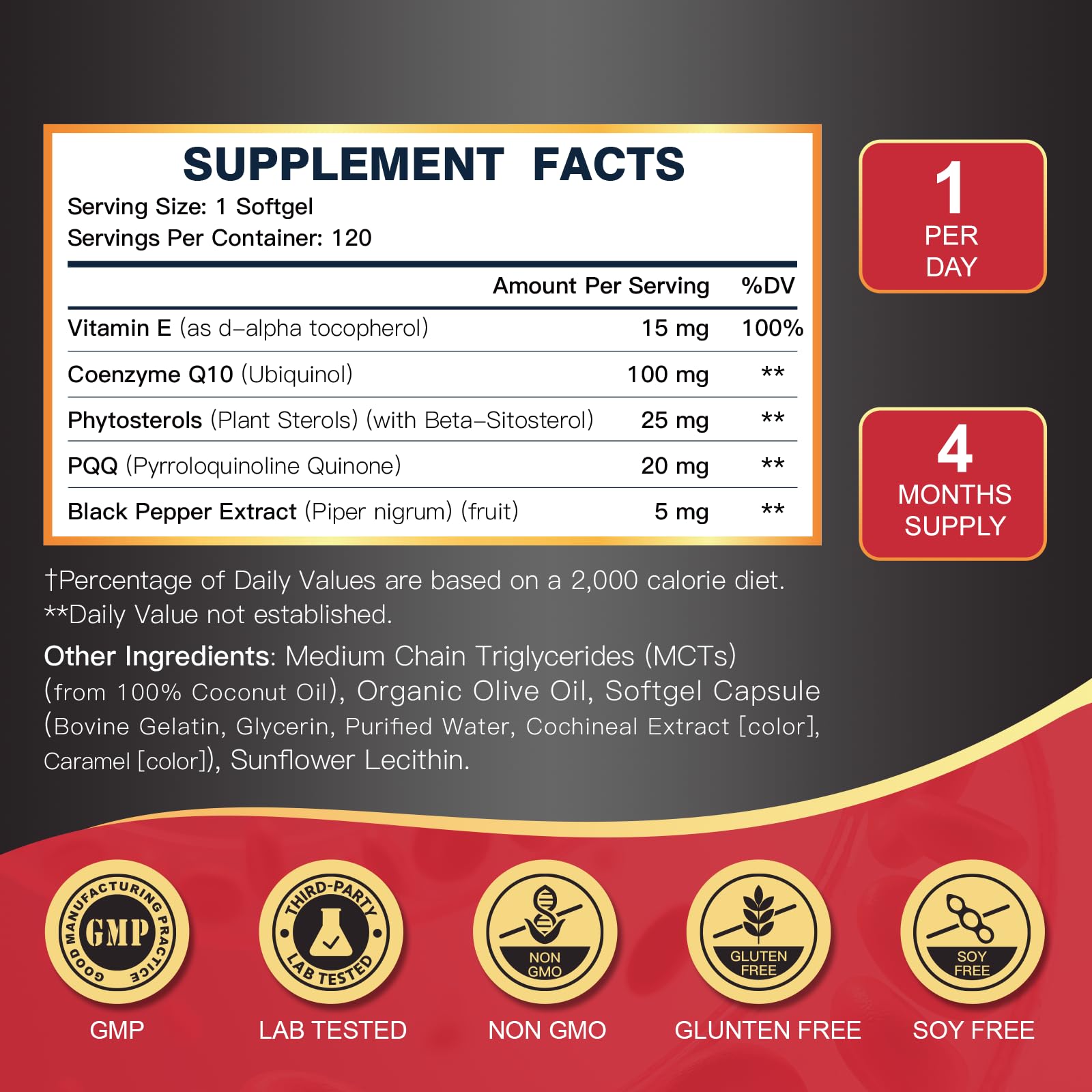 DRFOSTER CoQ10 100mg Ubiquinol - Coenzyme Q10 Co Q 10 Supplement Cq10 with PQQ & Vitamin E & Black Pepper - 120 Count - PrimeBioHealth - canada supplements