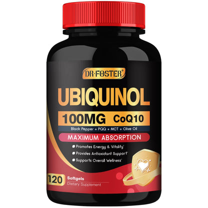 DRFOSTER CoQ10 100mg Ubiquinol - Coenzyme Q10 Co Q 10 Supplement Cq10 with PQQ & Vitamin E & Black Pepper - 120 Count - PrimeBioHealth - canada supplements