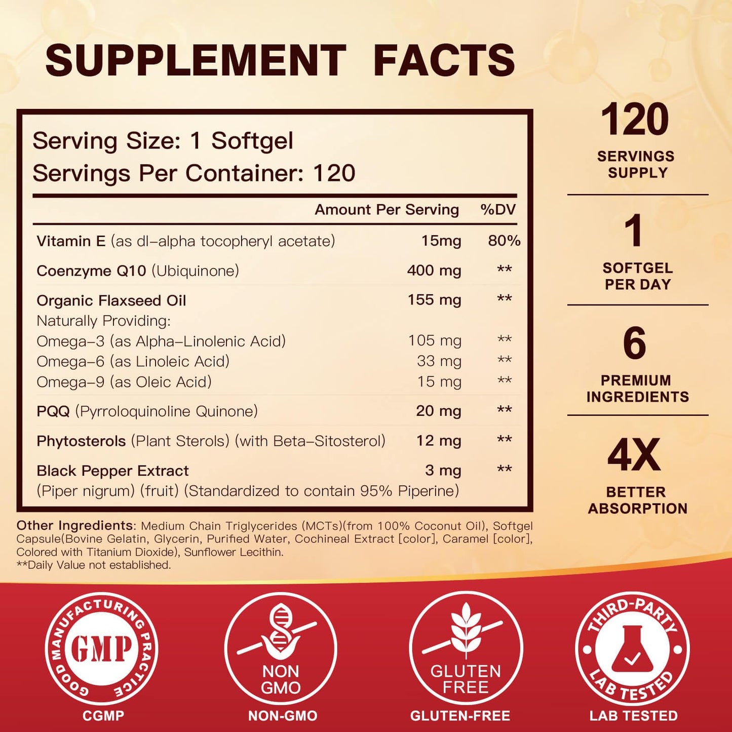 DRFOSTER CoQ10 400mg Softgels - High Absorption Coenzyme Q10 with PQQ, Omega 3-6-9, Plant Sterols & Vitamin E, MCT & Black Pepper - Heart, Brain & Energy Support - Gluten-Free, 120 Days Supply - PrimeBioHealth - canada supplements