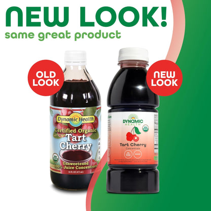 Dynamic Health Organic Tart Cherry Juice, Unsweetened 100% Juice Concentrate, Antioxidants Supplement, No Sweeteners or Additives, Vegan, Gluten Free, BPA Free (32oz) - PrimeBioHealth - canada supplements