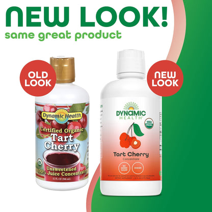 Dynamic Health Organic Tart Cherry Juice, Unsweetened 100% Juice Concentrate, Antioxidants Supplement, No Sweeteners or Additives, Vegan, Gluten Free, BPA Free (32oz) - PrimeBioHealth - canada supplements