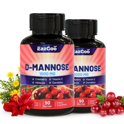 EAZGOO D-Mannose Supplement – 1000mg Capsules with Cranberry, Vitamin C, Hibiscus & Dandelion Extract, Support Urinary Health, D Mannose & Cranberry Capsules, 90 Count(Pack of 2) - PrimeBioHealth - canada supplements