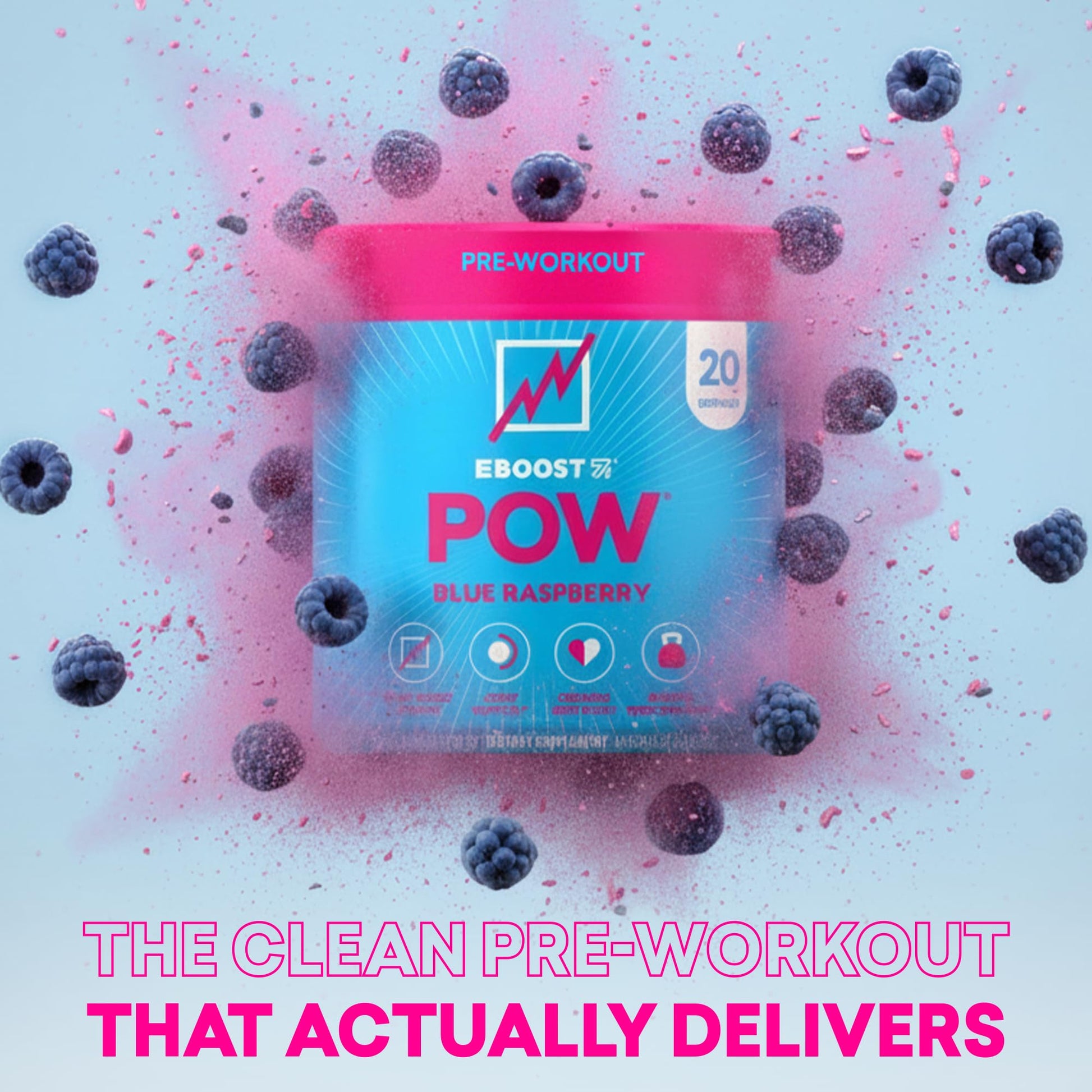 EBOOST POW Natural Pre Workout Powder – 20 Servings - Blue Raspberry - A PreWorkout Supplement for Performance, Joint Mobility Support, Energy - Men and Women - PrimeBioHealth - canada supplements