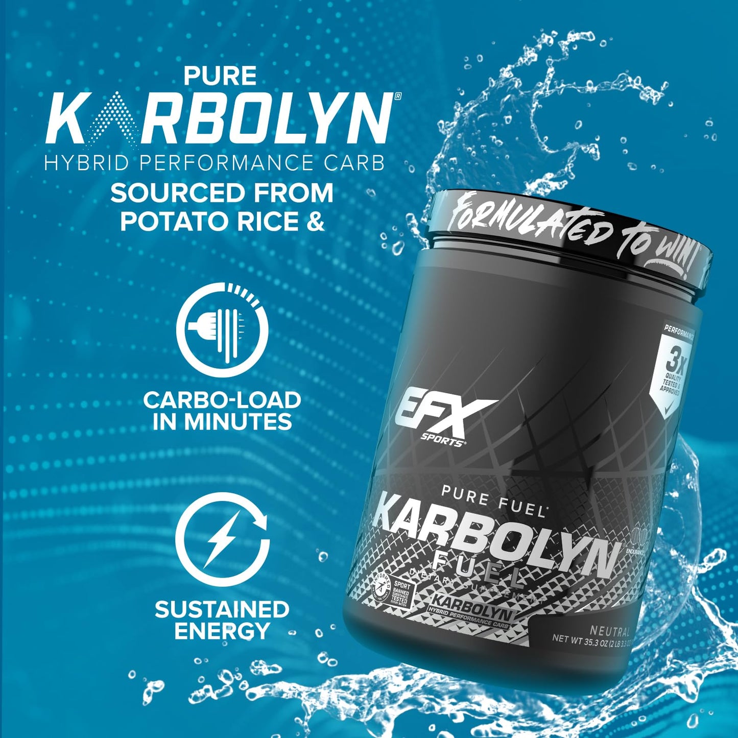 EFX Sports Karbolyn Fuel | Fast-Absorbing Carbohydrate Powder | Carb Load, Sustained Energy, Quick Recovery | Stimulant Free | 20 Servings (Neutral) - PrimeBioHealth - canada supplements
