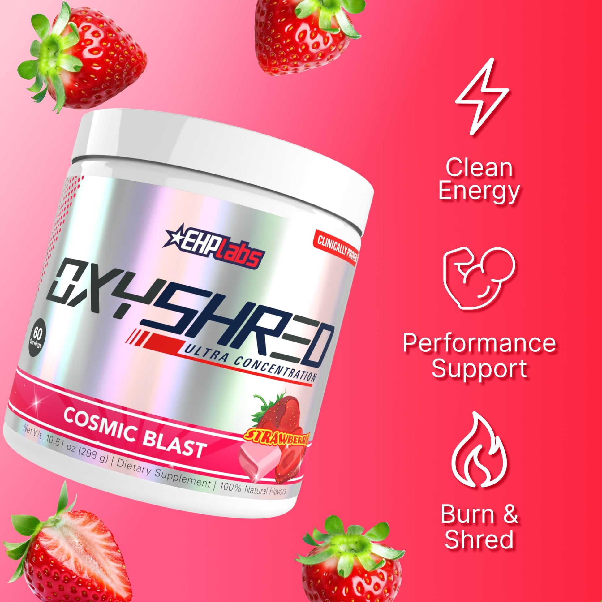 EHP Labs OxyShred Pre Workout Powder - Preworkout Powder with L Glutamine & Acetyl L Carnitine, Energy Boost Drink - Cosmic Blast, 60 Servings - PrimeBioHealth - canada supplements