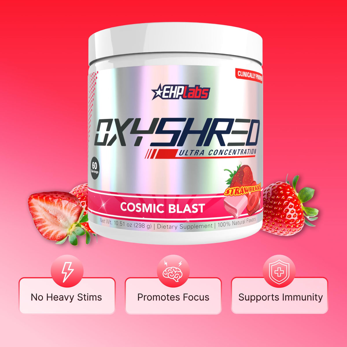 EHP Labs OxyShred Pre Workout Powder - Preworkout Powder with L Glutamine & Acetyl L Carnitine, Energy Boost Drink - Cosmic Blast, 60 Servings - PrimeBioHealth - canada supplements