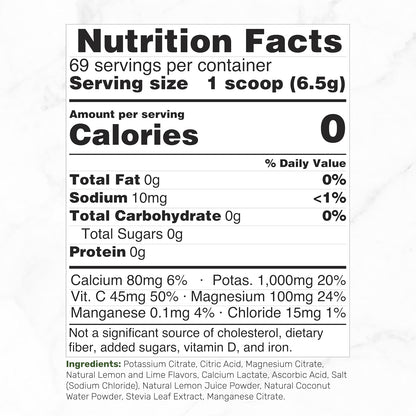 Electrolytes Powder, 1lb (69 Servings) – No Sugar, Lemon Lime – Hydration Supplement Drink Mix – High Potassium 1,000mg Per Serving, Manganese & Magnesium – Natural Hydration & Energy – Keto Friendly - PrimeBioHealth - canada supplements