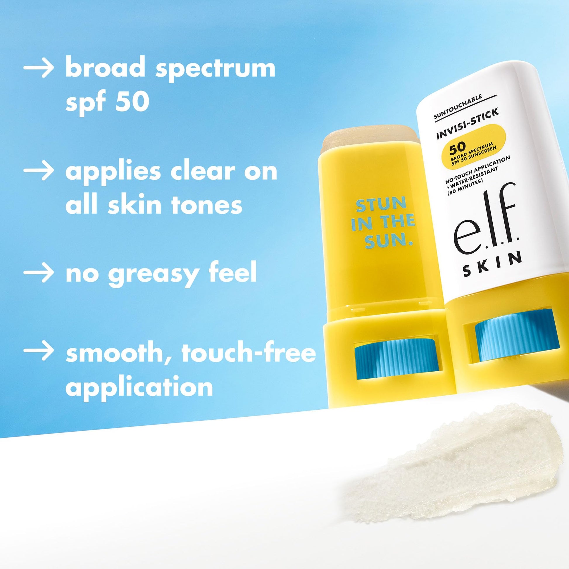 e.l.f. SKIN Suntouchable Invisi-Stick SPF 50, Clear Sunscreen For A Natural Finish, Made With Moisturizing Sunflower Seed Oil, Vegan & Cruelty-Free - PrimeBioHealth - canada supplements