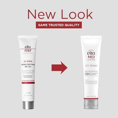 EltaMD UV Sheer Face and Body Sunscreen SPF 50+, Oil Free, No White Cast Sunscreen for Face and Body, Zinc Oxide Formula, 3.0 oz Tube - PrimeBioHealth - canada supplements