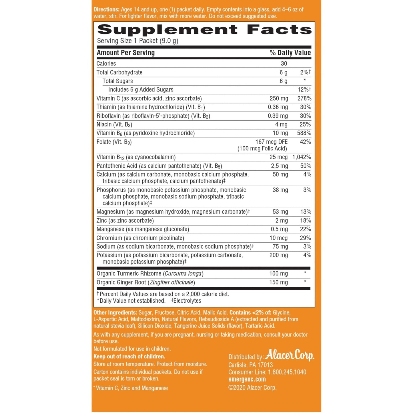 Emergen-C Citrus-Ginger Fizzy Drink Mix, Turmeric and Ginger, Immune Support, Natural Flavors - PrimeBioHealth - canada supplements