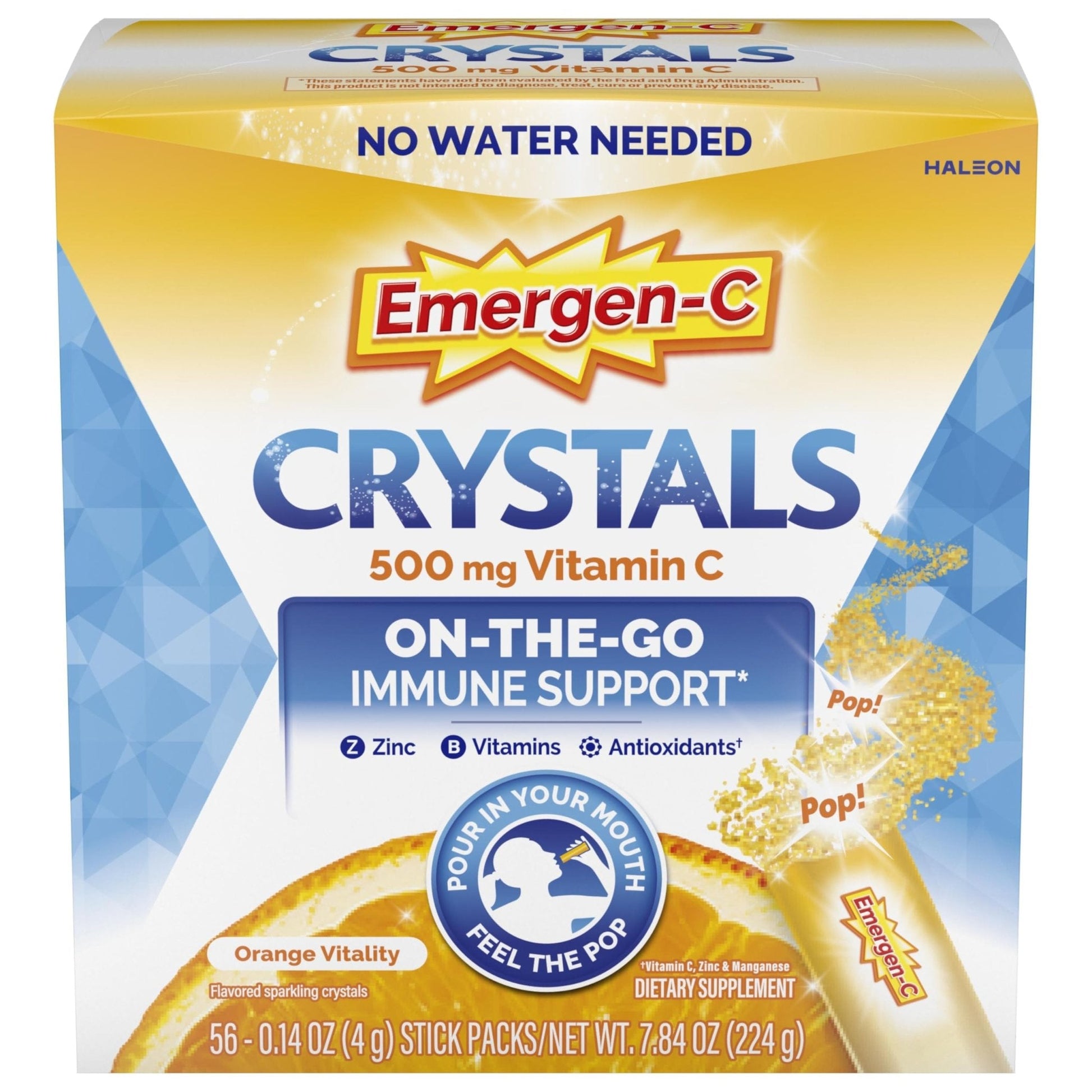 Emergen-C Crystals, On-the-Go Emergen-C Immune Support Supplement with Vitamin C, B Vitamins, Zinc and Manganese - PrimeBioHealth - canada supplements
