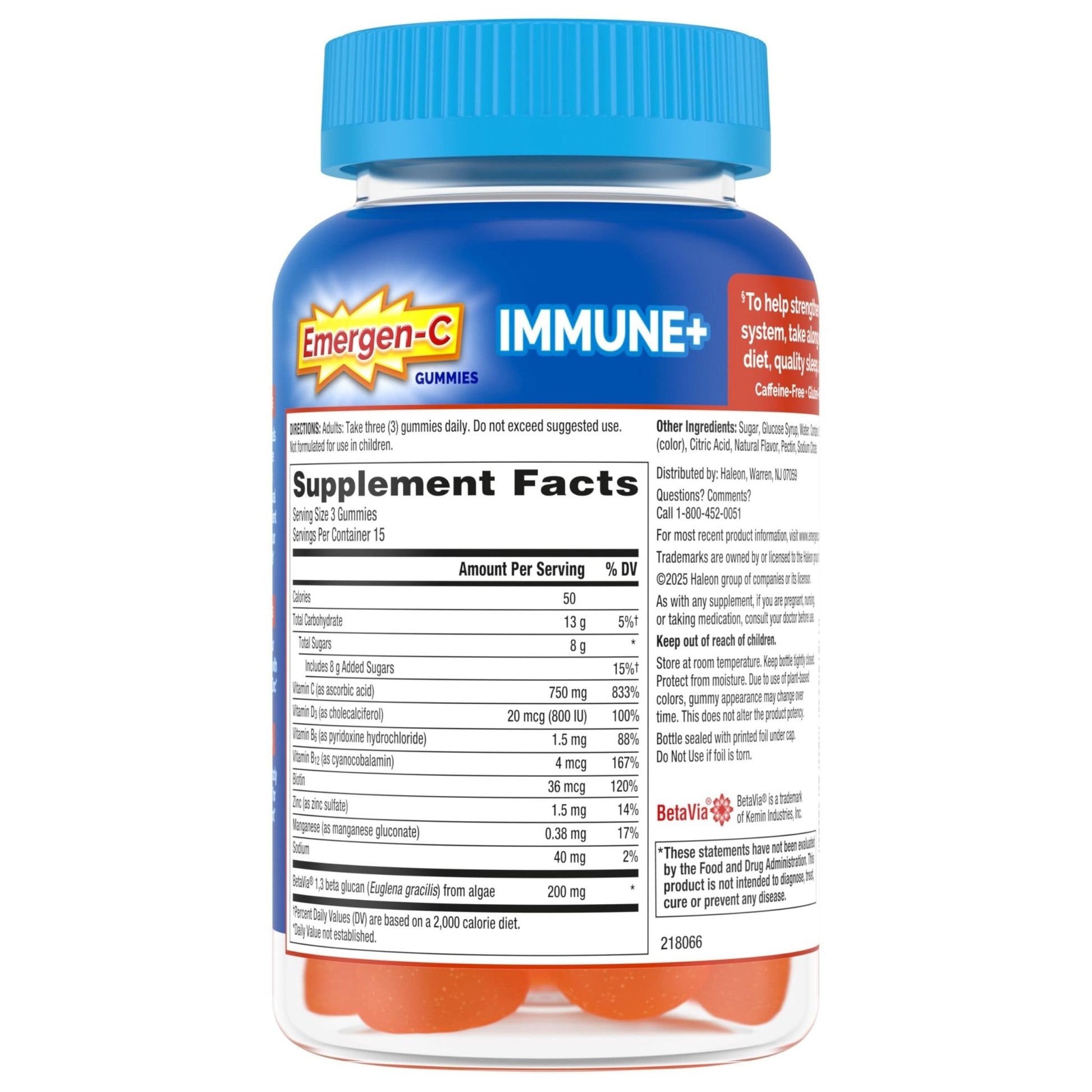 Emergen-C Immune+ Triple Action Immune Support Gummies, BetaVia (R), 1000mg Vitamin C, B Vitamins, Vitamin D and Antioxidants - PrimeBioHealth - canada supplements