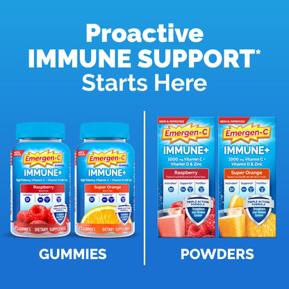 Emergen-C Immune+ Triple Action Immune Support Powder, BetaVia (R), 1000mg Vitamin C, B Vitamins, Vitamin D and Antioxidants - PrimeBioHealth - canada supplements