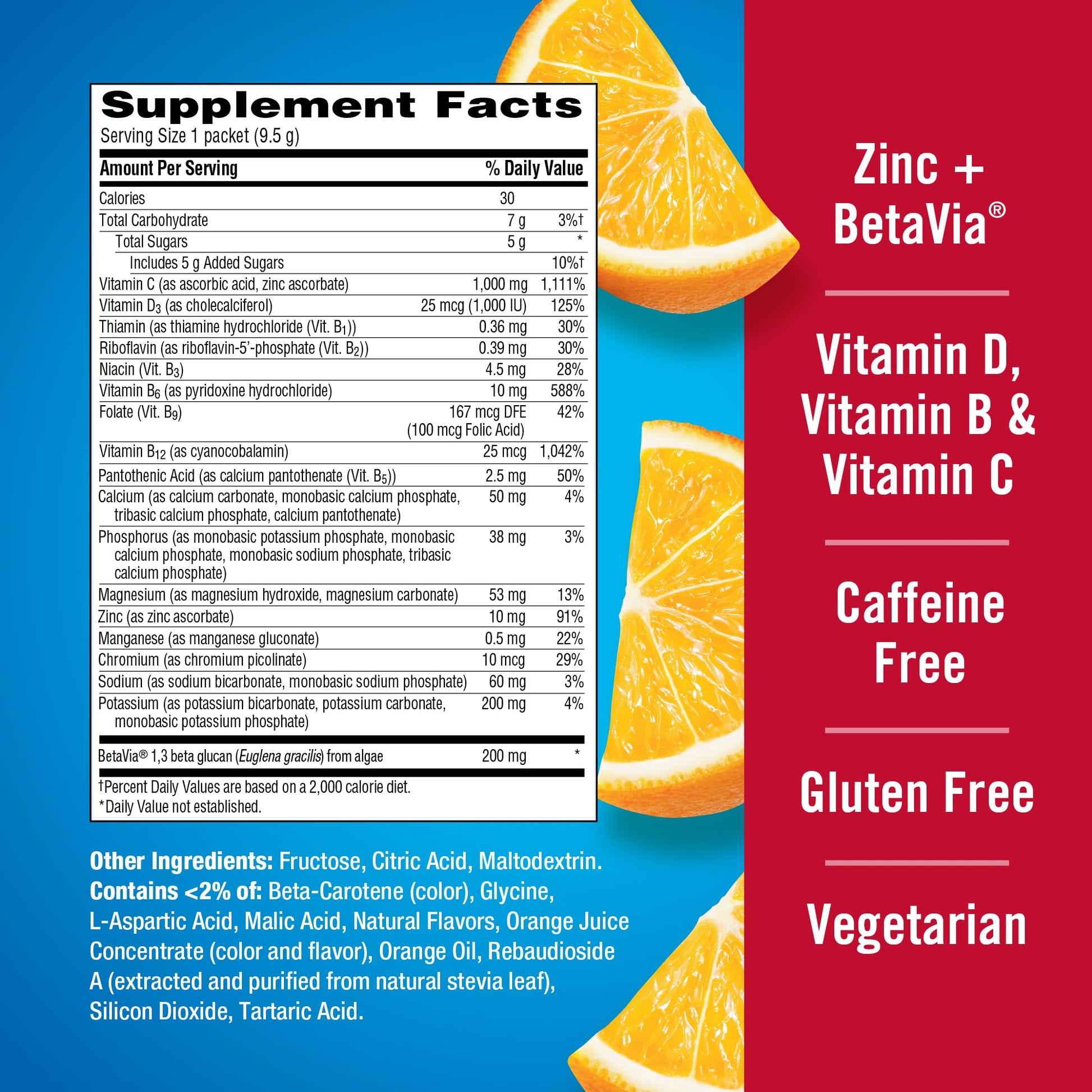 Emergen-C Immune+ Triple Action Immune Support Powder, BetaVia (R), 1000mg Vitamin C, B Vitamins, Vitamin D and Antioxidants - PrimeBioHealth - canada supplements