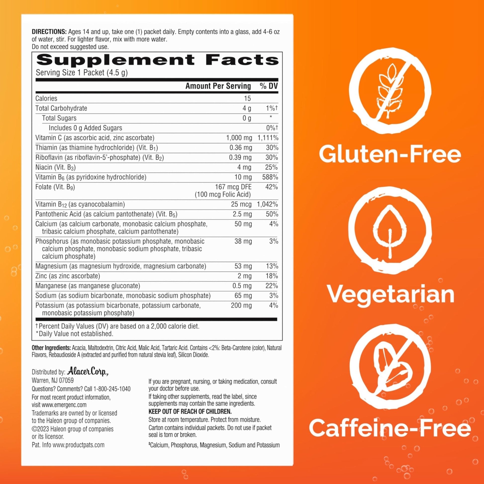 Emergen-C Zero Sugar 1000 mg Vitamin C Powder for Daily Immune Support Caffeine Free Vitamin C Supplements with Zinc and Manganese, B Vitamins and Electrolytes - PrimeBioHealth - canada supplements