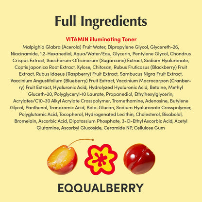 EQQUALBERRY Vitamin Illuminating Toner - Brightening Vitamin C & Niacinamide 3% - PrimeBioHealth - canada supplements