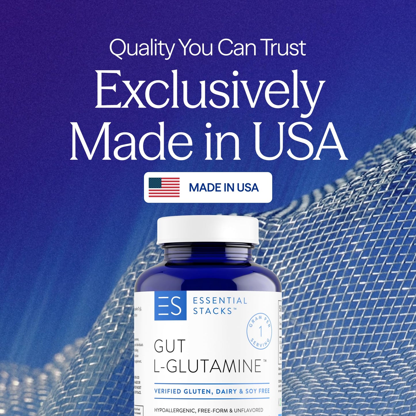 Essential Stacks Gut L-Glutamine Capsules 1000mg (Made in USA) - Gluten, Dairy & Soy Free, Non-GMO L Glutamine for Gut Health - 60 Serves (120 Caps) - PrimeBioHealth - canada supplements