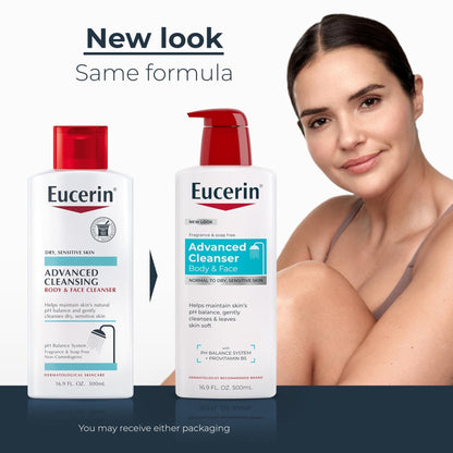 Eucerin Advanced Cleansing Body & Face Cleanser - Fragrance & Soap Free for Dry, Sensitive Skin - 16.9 fl. oz Bottle - PrimeBioHealth - canada supplements
