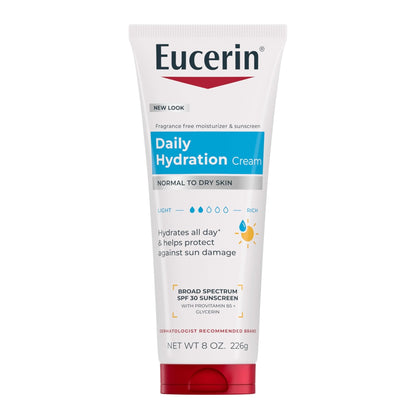 Eucerin Daily Hydration Broad Spectrum SPF 30 Sunscreen Body Cream for Dry Skin, Fragrance Free Sunscreen Moisturizer, 8 Oz Tube - PrimeBioHealth - canada supplements
