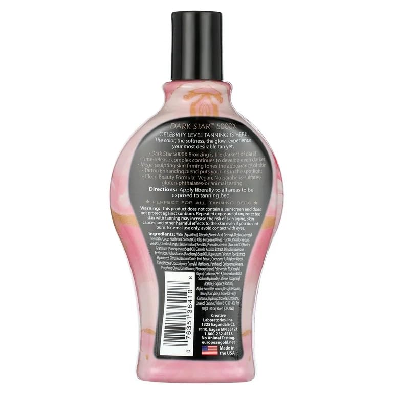 European Gold Dark Star 5000X Indoor Tanning Lotion for Tanning beds, 12 fl oz - PrimeBioHealth - canada supplements