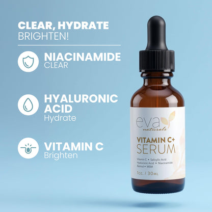 Eva Naturals Vitamin C Serum for Face – Anti Aging Dark Spot Remover & Corrector with Retinol, Hyaluronic Acid - PrimeBioHealth - canada supplements