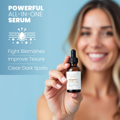 Eva Naturals Vitamin C Serum for Face – Anti Aging Dark Spot Remover & Corrector with Retinol, Hyaluronic Acid - PrimeBioHealth - canada supplements