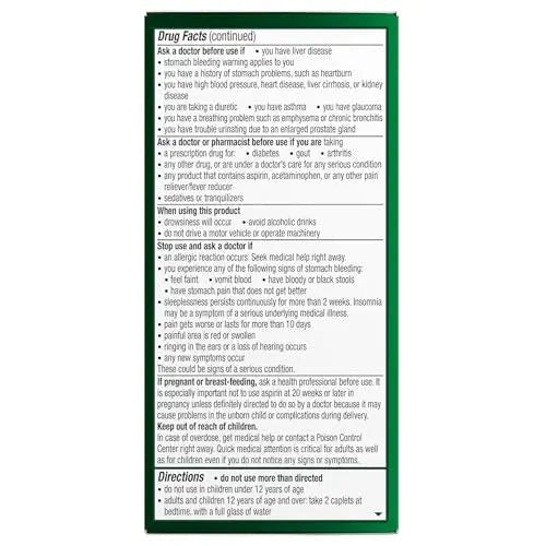 Excedrin PM for Headache Relief, Acetaminophen 250mg, Aspirin 250mg, Diphenhydramine Citrate 38mg, Pain Reliever, Nighttime Sleep-Aid, 100 Count - PrimeBioHealth - canada supplements