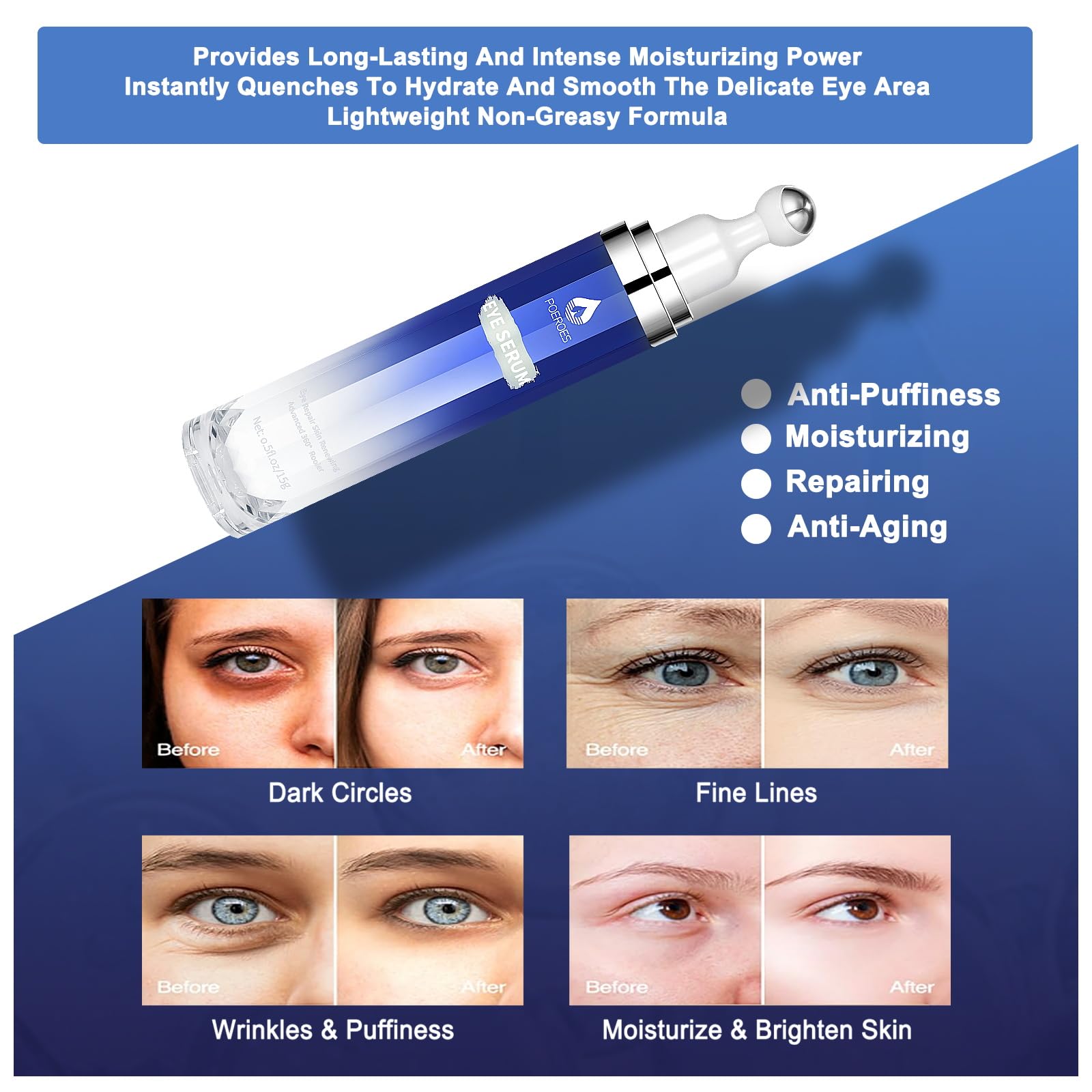 Eye Serum with 8% Caffeine 8% Retinol Hyaluronic Acid Niacinamide peptides for Puffy Bags Fine Lines Dark Circles Wrinkles - PrimeBioHealth - canada supplements