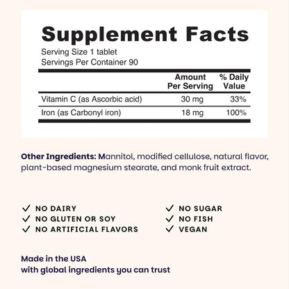 EZ Melts Iron - Supplement for Daily Energy & Iron Support - with Vitamin C - No Artificial Flavors - Non-GMO & Vegan - Zesty Orange - PrimeBioHealth - canada supplements