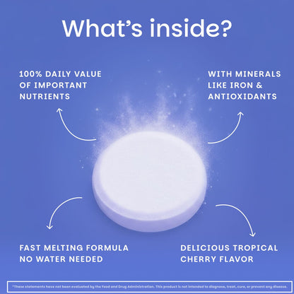EZ Melts Multivitamin + Iron - Daily Multivitamin for Women & Men - Supports Healthy Energy Levels & Antioxidant Protection - Non-GMO & Vegan - Tropical Cherry - PrimeBioHealth - canada supplements