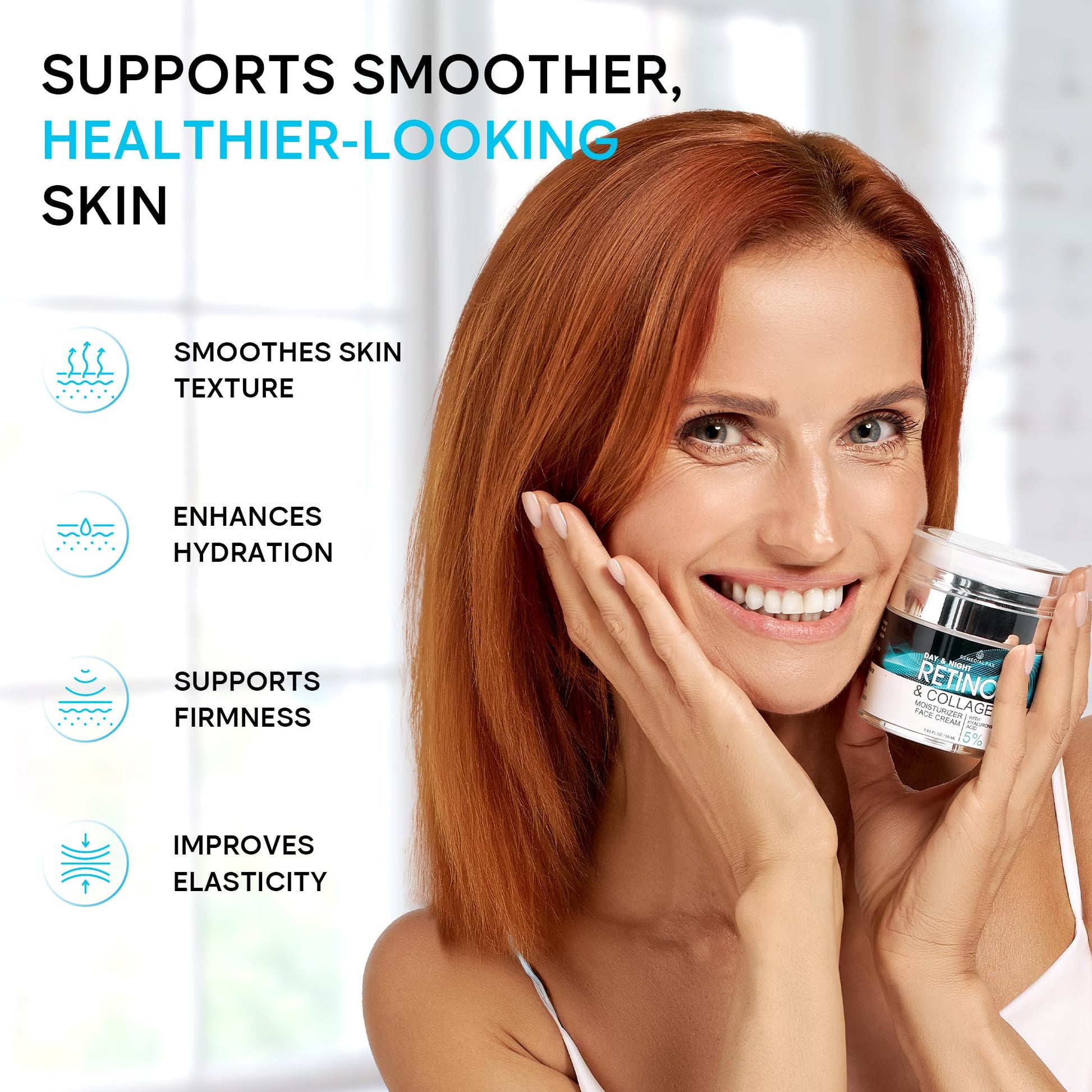 Face Moisturizer Retinol Cream, Anti Aging Neck Firming Cream, Collagen Day & Night Face Cream with Hyaluronic Acid for Women & Men, 1.85 Fl Oz - PrimeBioHealth - canada supplements