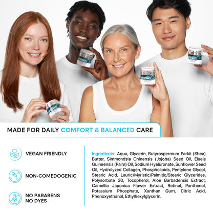Face Moisturizer Retinol Cream, Anti Aging Neck Firming Cream, Collagen Day & Night Face Cream with Hyaluronic Acid for Women & Men, 1.85 Fl Oz - PrimeBioHealth - canada supplements