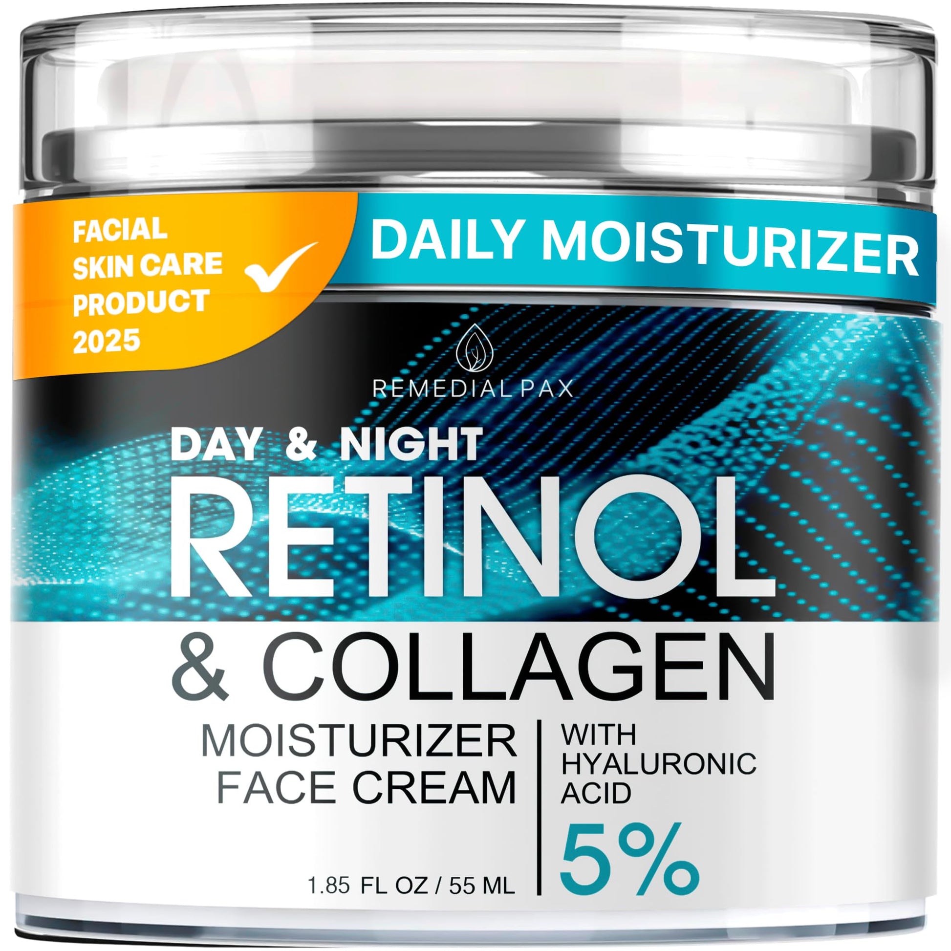 Face Moisturizer Retinol Cream, Anti Aging Neck Firming Cream, Collagen Day & Night Face Cream with Hyaluronic Acid for Women & Men, 1.85 Fl Oz - PrimeBioHealth - canada supplements